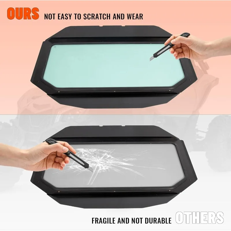 Full Glass Windshield + Sun Visor Compatible With Can Am Maverick X3 900 XRS XDS Turbo R Max 2017-2023