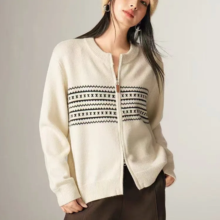 

Женский свободный вязаный кардиган на молнии в японском стиле в стиле ретро, топ-свитер, куртка, осенняя новая мода