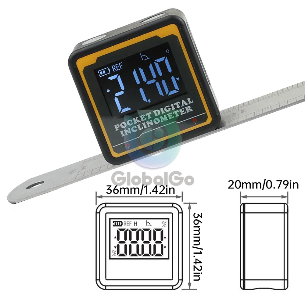 

Digital Inclinometer LCD Backlight Digital Protractor Slope Meter Digital Angle Ruler Single-side Magnetics Protractor