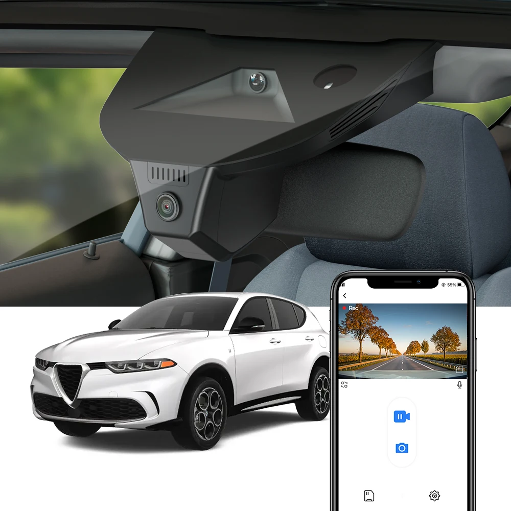 Car Dashcam for Alfa Romeo Tonale 2023 2024 2025, for Dodge Hornet 2023-2025, FITCAMX 4K 2160P Built-in WIFI Vehicle DVR Camera