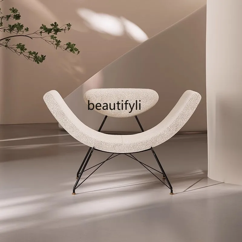 Simple designer smiley chair balcony leisure sofa chair living room home single light luxury recliner