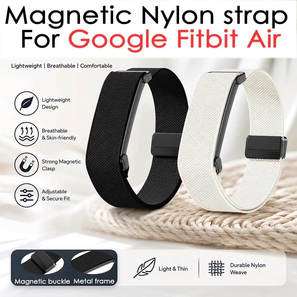 2-teiliges elastisches Nylonband für Google Fitbit Air Band Sports Fitness Tracker Ersatzband magnetisch für Google Fitbit Air Strap