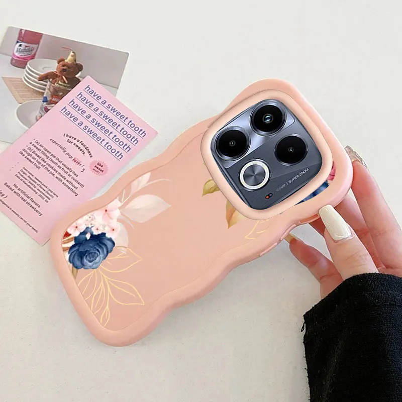 Flower Fashion Phone Case For Infinix HOT NOTE 30 30I 40 PLAY SMART 6 7 8 PLUS Soft Coque Wavy Edged Protect Cover Girl Shell