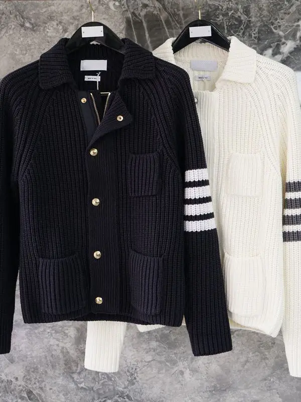 

Мужской модный кардиган Slim Fit с длинными рукавами и воротником на молнии, осенне-зимняя верхняя одежда из мягкого полиэфирного волокна