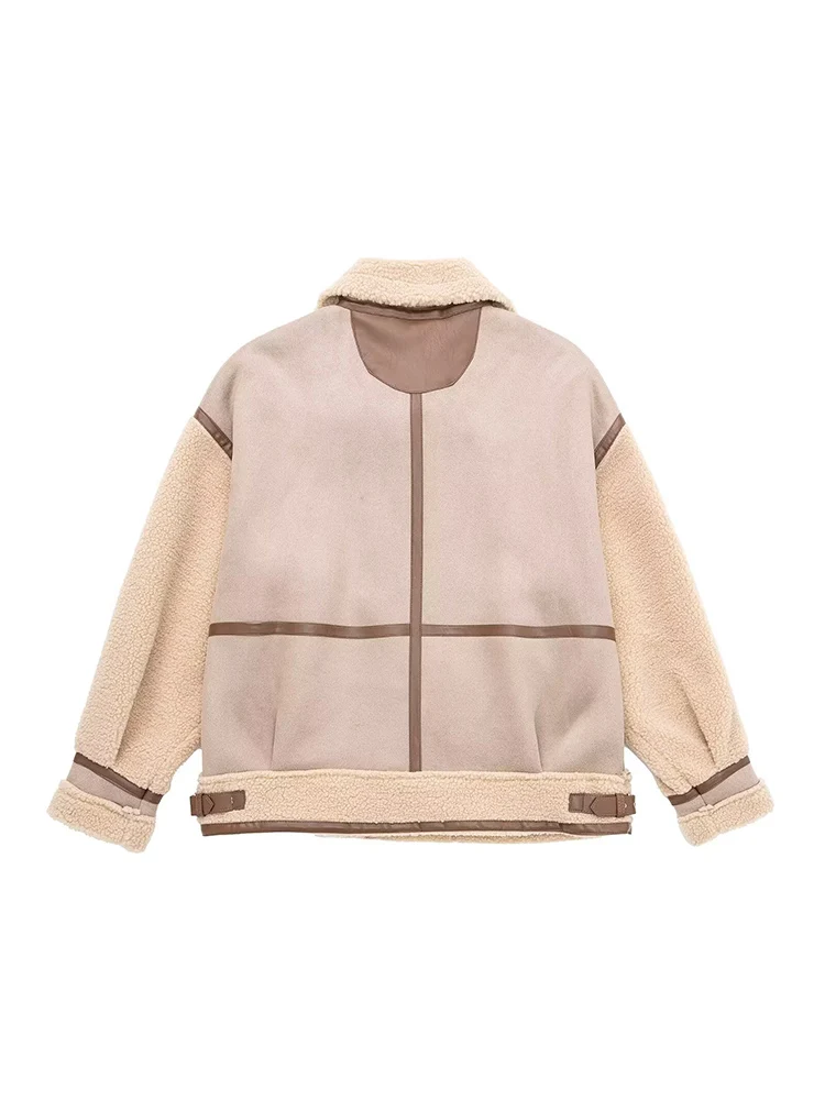 TFMLN Cappotto corto da donna invernale Moda impiombato caldo spesso colletto rovesciato Cappotto casual nuova giacca da strada femminile vestibilità ampia