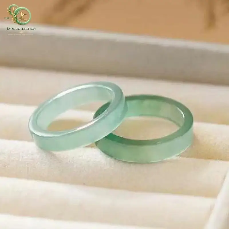 Burma Jade Ring Certified Jewelry Gift Men Women Natural Myanmar Jadeite Ring Grade A Burmese Blue Water Jade Band Rings