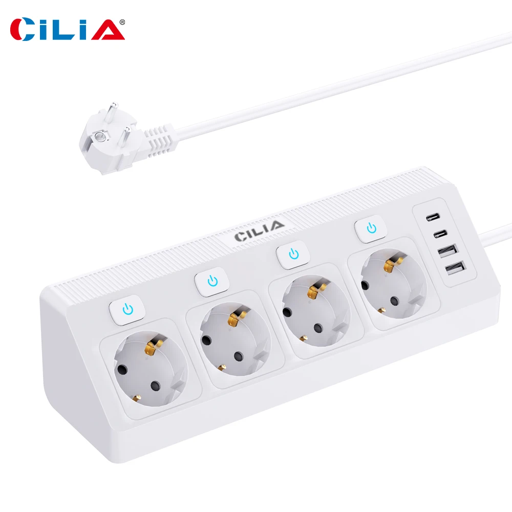 Picture 3: EU Gaming Power Strip - 4 Outlets with Switches,  USB-C/A , 1.5m Desktop Extension Cord