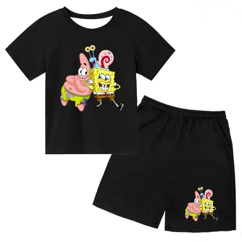 

Summer Fashion New SpongeBob SquarePants Adult Super Large Set Y2K Fashion Men's and Women's Sports and Leisure Set Large