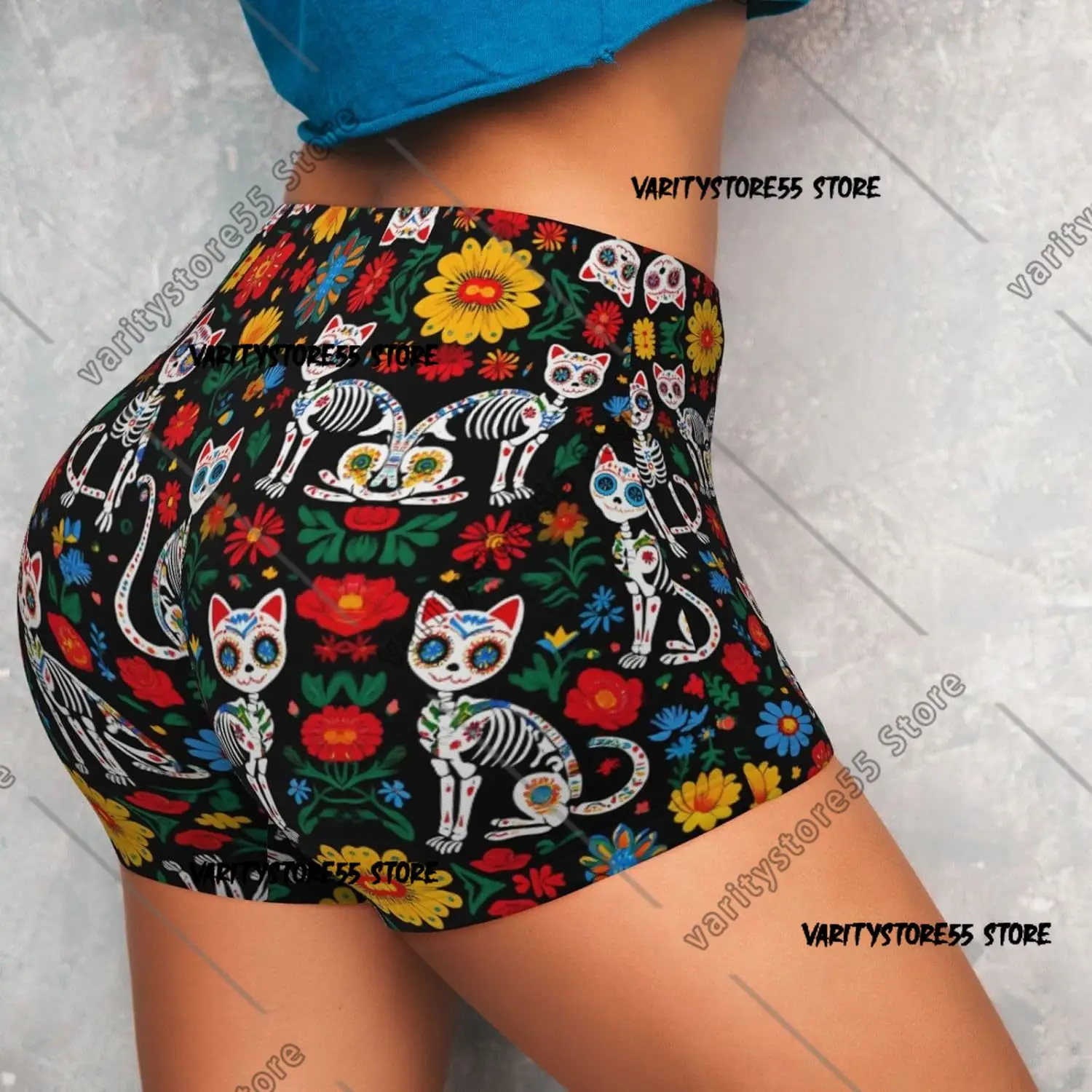 Leggings de Yoga taille haute squelette chat pour la course à pied, collants de Sport et de Fitness