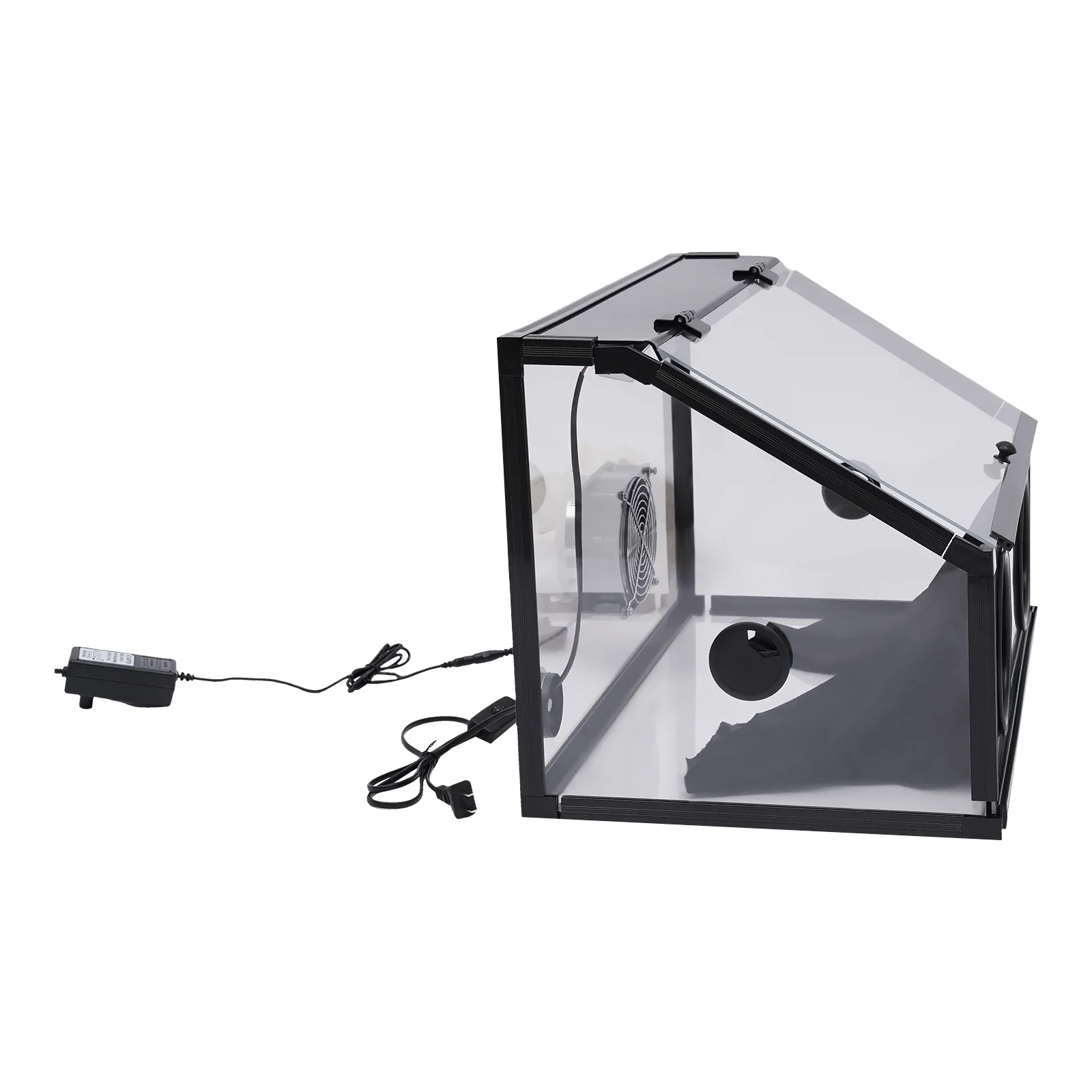 Enclosed เครื่องเจียรไฟฟ้าขัดโต๊ะฝุ่นกล่องอะคริลิค + ไฟ LED