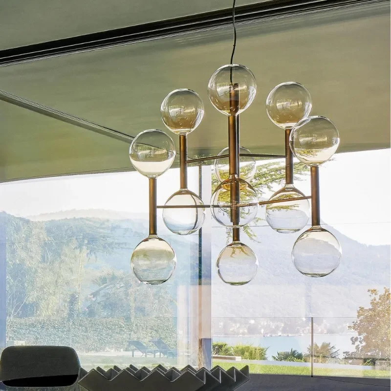 Modern Italian Glass Chandelier for Staircase Bar Counter Bedroom Bedside Minimalist Luxury Lighting Fixture