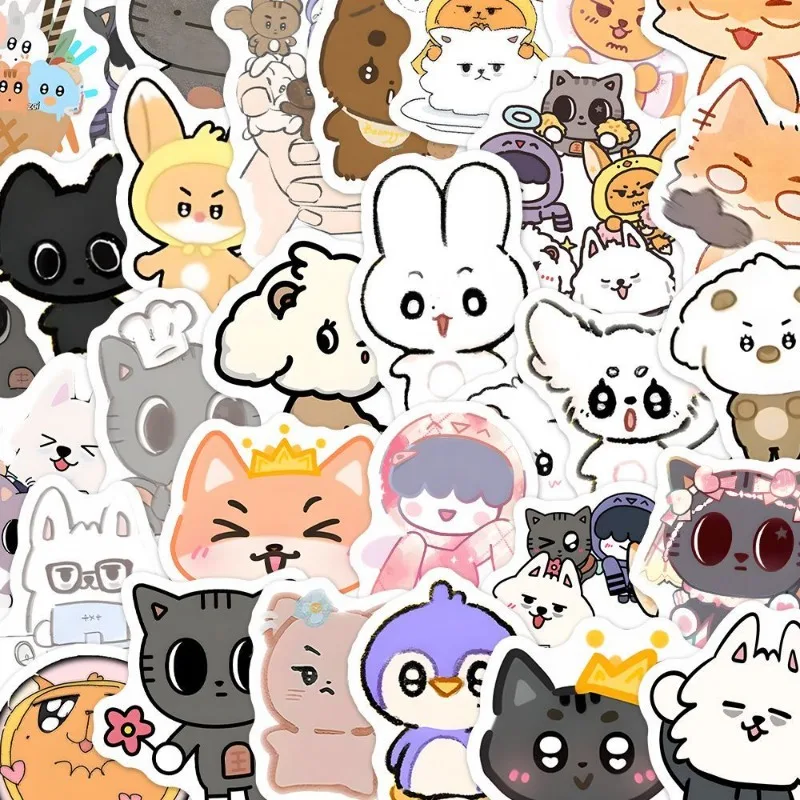 100pcs Kpop idol Cute Animal Plastic Stickers SooBin YeonJun TaeHyun Creative Peripheral DIY Decorative Waterproof Stickers