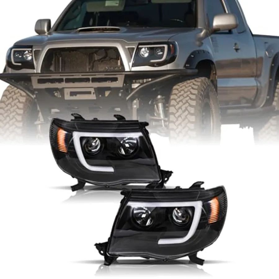 

Left and Right Side Headlight Assembly Replacement for Tacoma Black 20052011 Driver and Passenger Side Headlight Upgrade with E