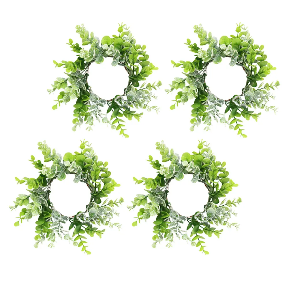

4 Pcs Artificial Eucalyptus C Greenery Leaf Rings Party Hanging Christmas Wreath Decor Home Table Wedding Festive