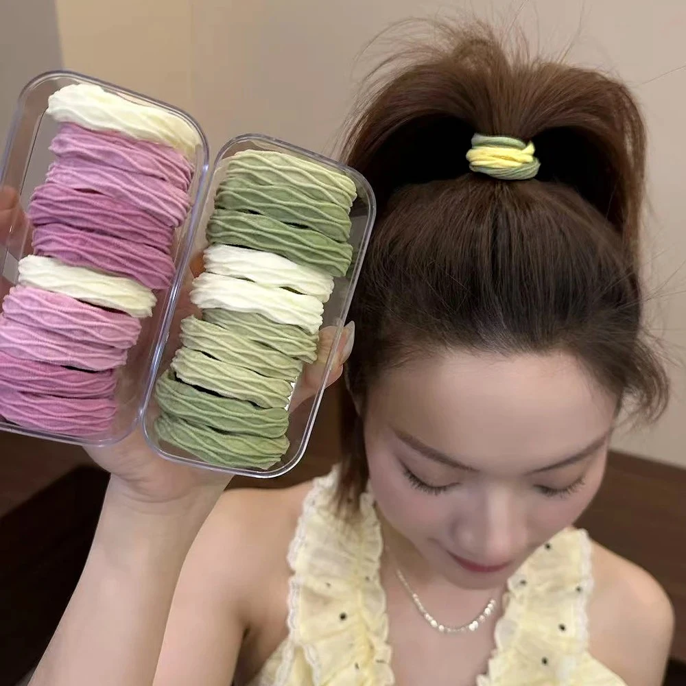 Chouchous sans couture de couleur bonbon mixte, 10 pièces/ensemble, bande de caoutchouc à haute élasticité pour femmes et filles, support queue de cheval, attaches pour cheveux sans dommage