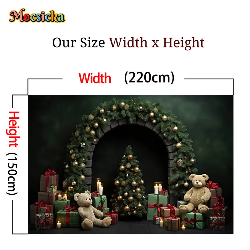 Mocsicka Рождественская вечеринка украшение фон Рождественская елка игрушечные медведи подарки детский портретная фотостудия реквизит баннер