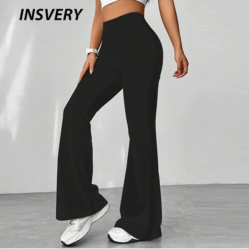 Fashion High Waist Women's Striped Color Blocked Slim Fit Micro Flared Pants Personalized  Versatile Trousers Women Autumn