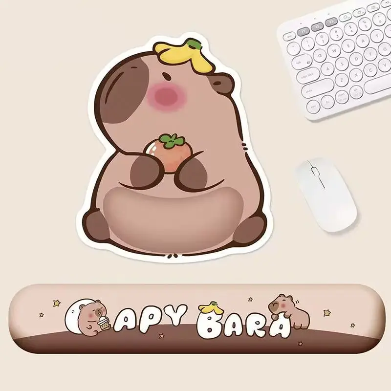 

3D Stereo Wrist Rest Mouse Pads Capybara Thicken Rebound Memory Sponge keyboard wrist rest Cute Mouse Mat Office USE Desk Mat