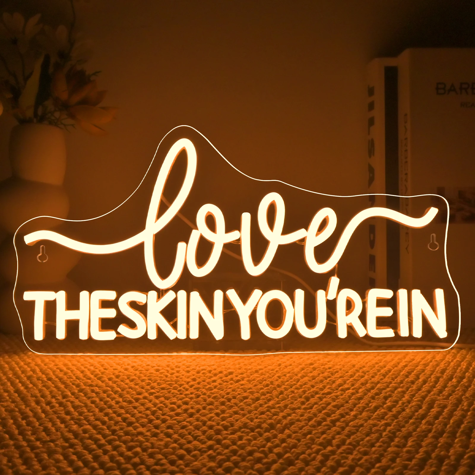 

Neon Sign Love The Skin You're In Facial Spa Neon Signs for Wall Decor Warm White Letters Beauty Skin Care Salon Sign