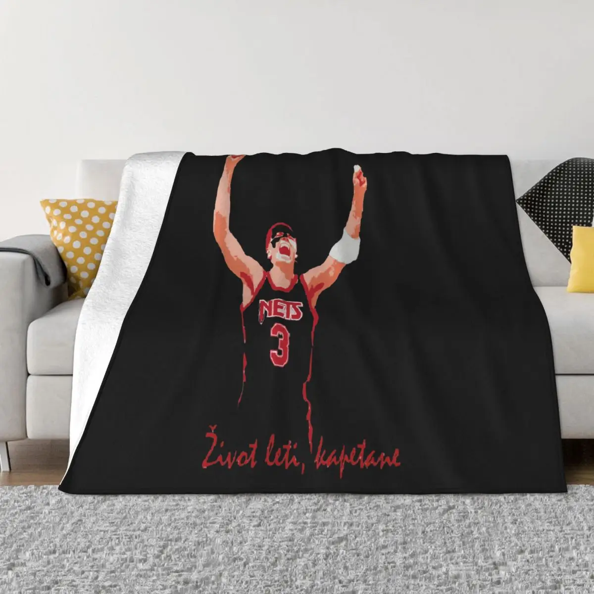 Drazen Petrovic Zivot Leti Kapetane Croatian Basketball Legend New Personalized Throw Blanket