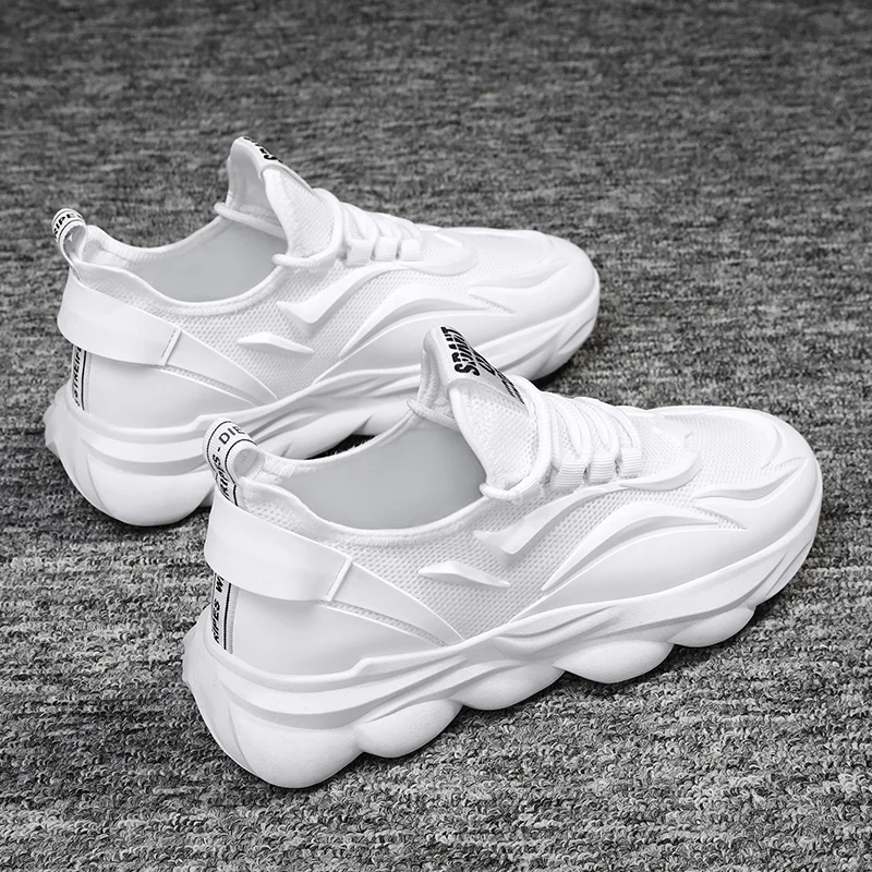 Men's Breathable Mesh Running Trainers With Durable Thick Sole_voghion.com
