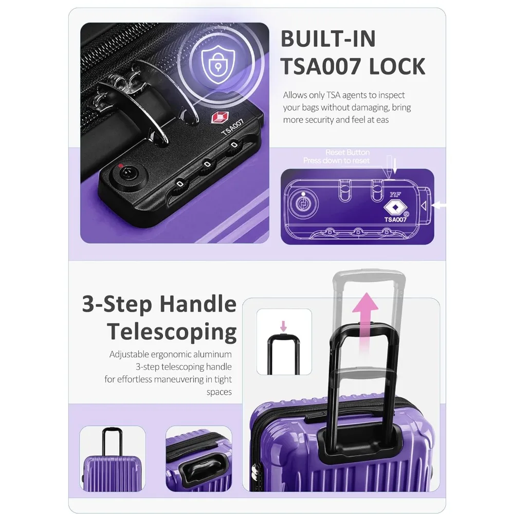 Expandable Hard Shell Spinner Luggage with TSA Lock, Airline Approved Suitcases for Travel