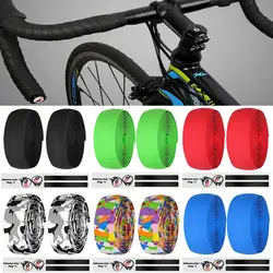 2Pcs High Elastic EVA Bicycle Handlebar Tape Camouflage Anti-Slip Damping Cycling Road Bike Handle Belt Wraps with Bar End Plugs