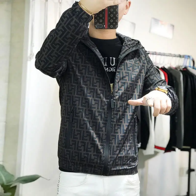 

Мужская повседневная модная толстовка с принтом, легкая, весенне-осенняя, в корейском стиле, приталенная, молодежная, с длинными рукавами