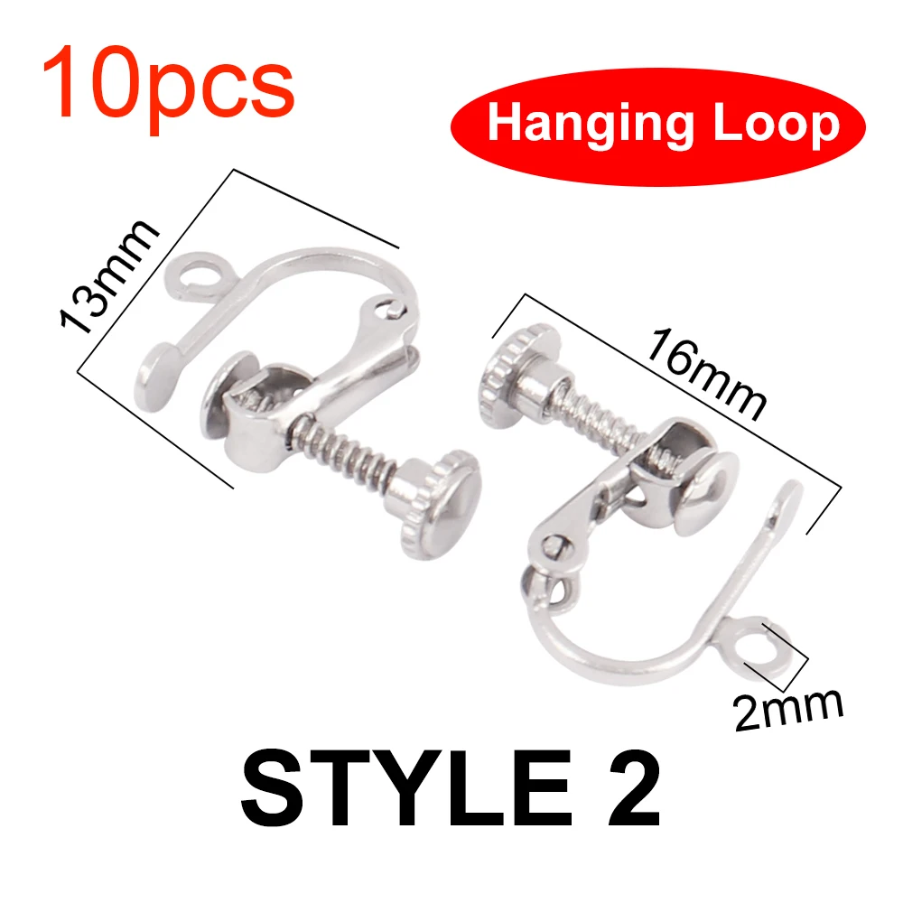 10Pcs Stainless Steel U Shape Screw Ear Clip Settings for DIY
