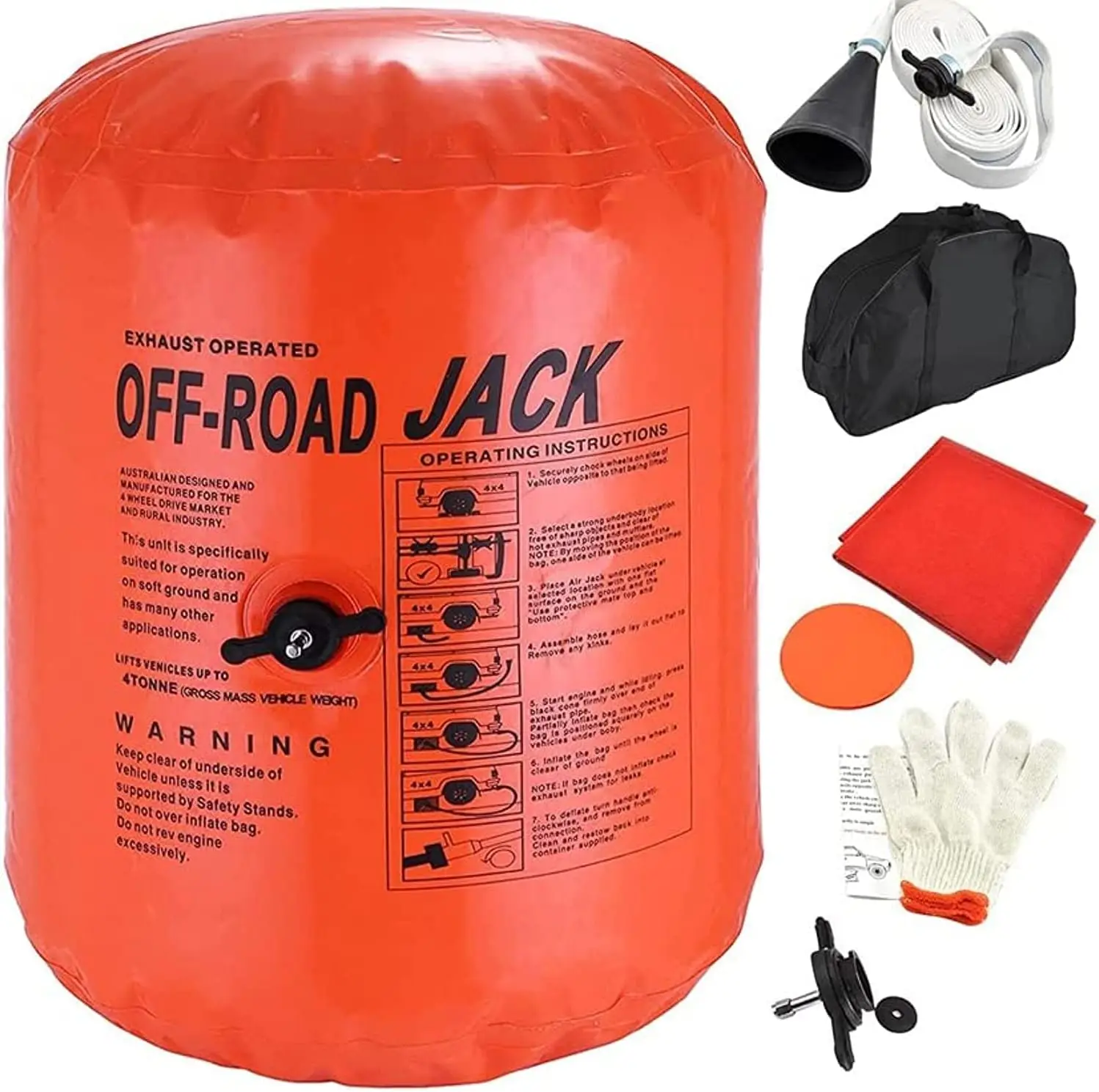 4-Ton Exhaust Air Jack - Portable Inflatable Car Lifting Bag for SUV, Truck & Off-Road Vehicle Recovery Emergency Tire Change Ki