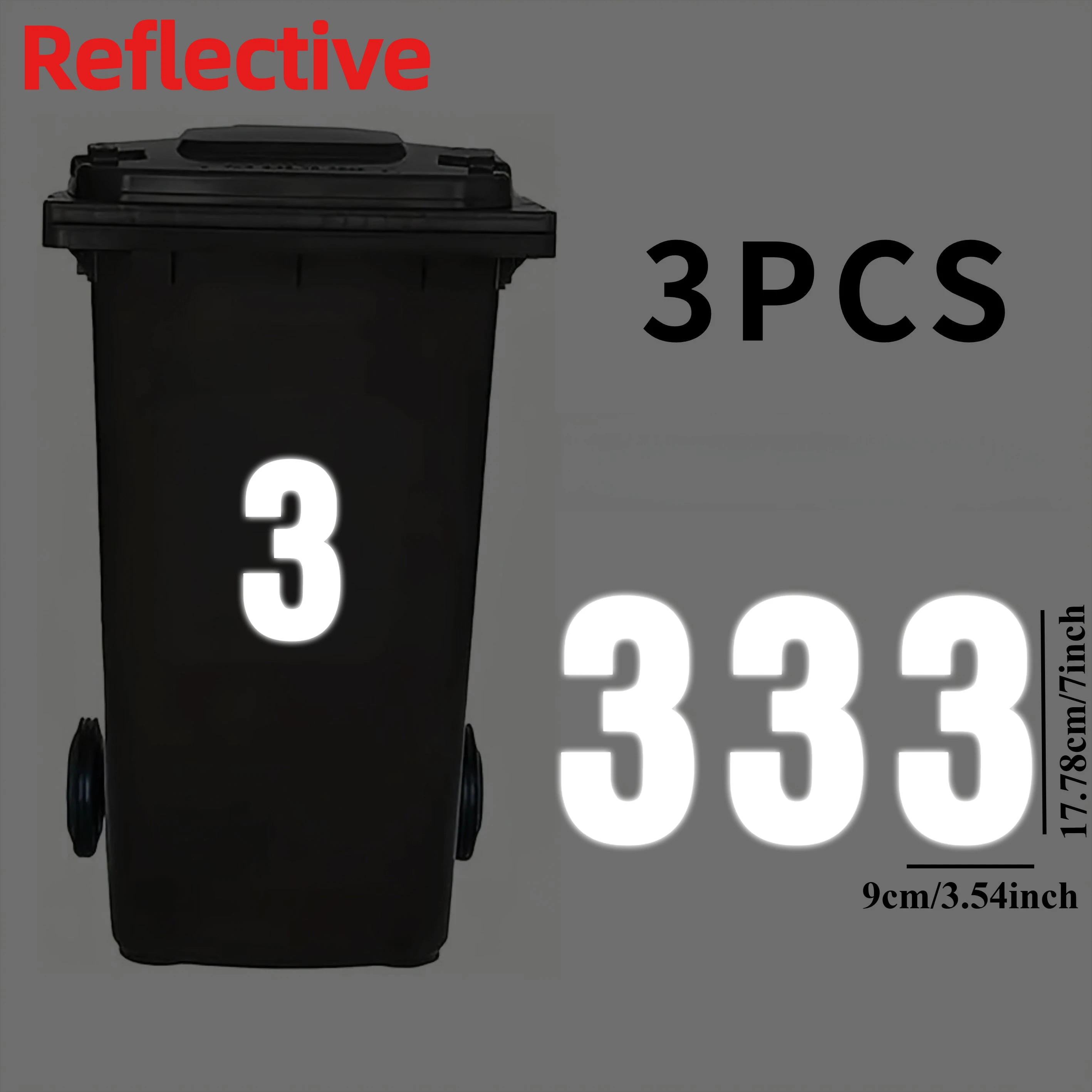 3 stks/vel 0 Tot 9 Nummer Reflecterende Bin Stickers Waterdicht voor Dumpster Garage Kantoor Parkeren zelfklevende Vinyl Decals