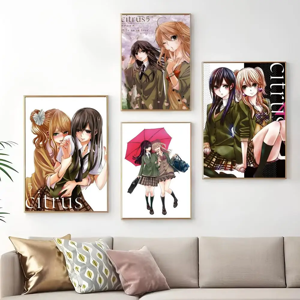 Yuri Citrus Anime TV Girl Love Painting Calligraphy Print Canvas Art Pictures Home For Living Room Modern Decor Room Home Decor