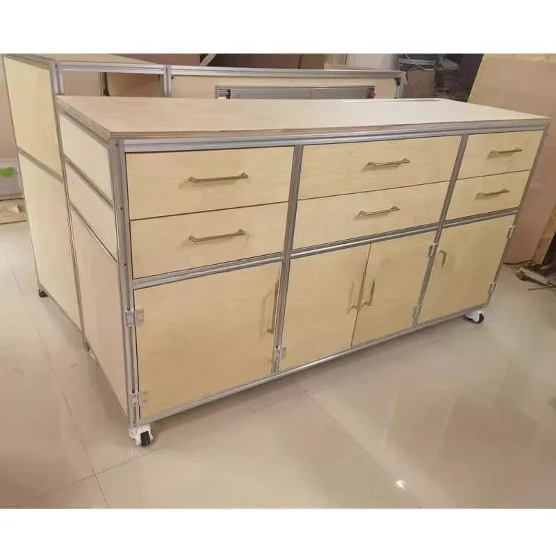 Household small apartment TV locker Birch mobile wall locker Multi-layer aluminum profile locker