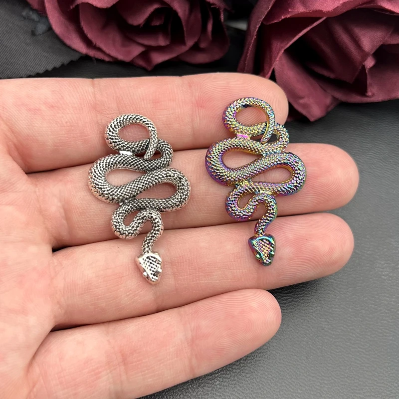 5pcs 43x25mm Rainbow Snake Charms,Cobra Charms, Animal Charms, Jewelry Making, DIY  Pendant Handmade Craft Accessories