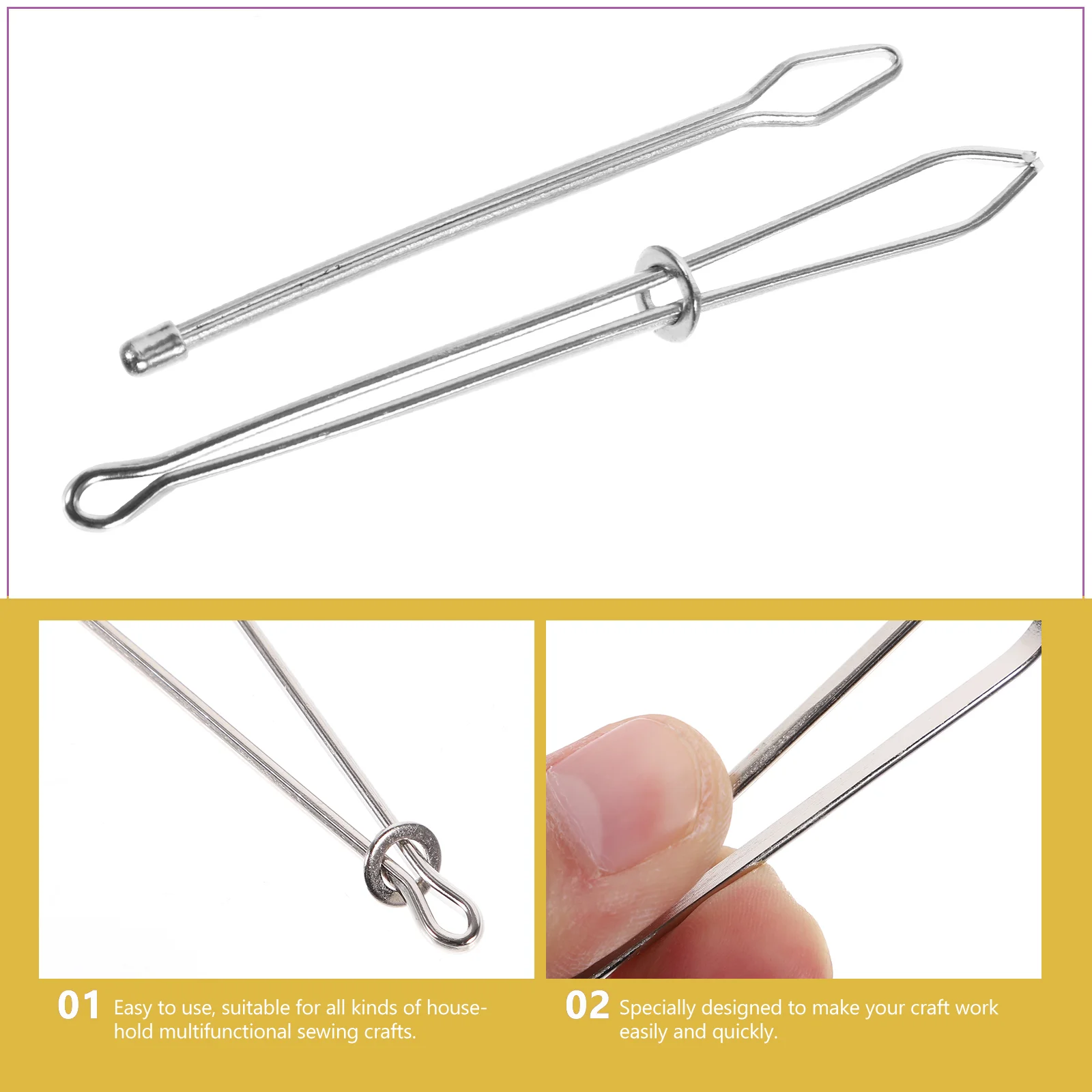 2 Pcs Easy Threader Tool Sewing Needle Machine Threading Drawstring Apparatus Guide