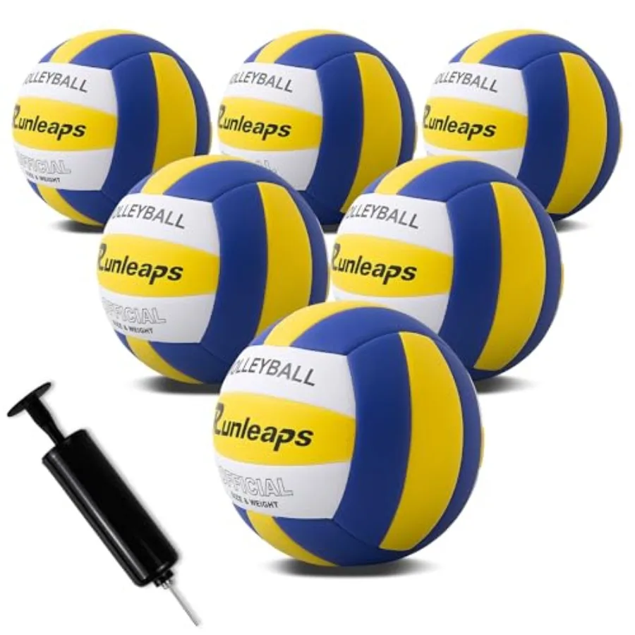

6 Pack Volleyballs, Waterproof Indoor Outdoor Volleyball for Beach Game Gym Training with Pump Official Size 5
