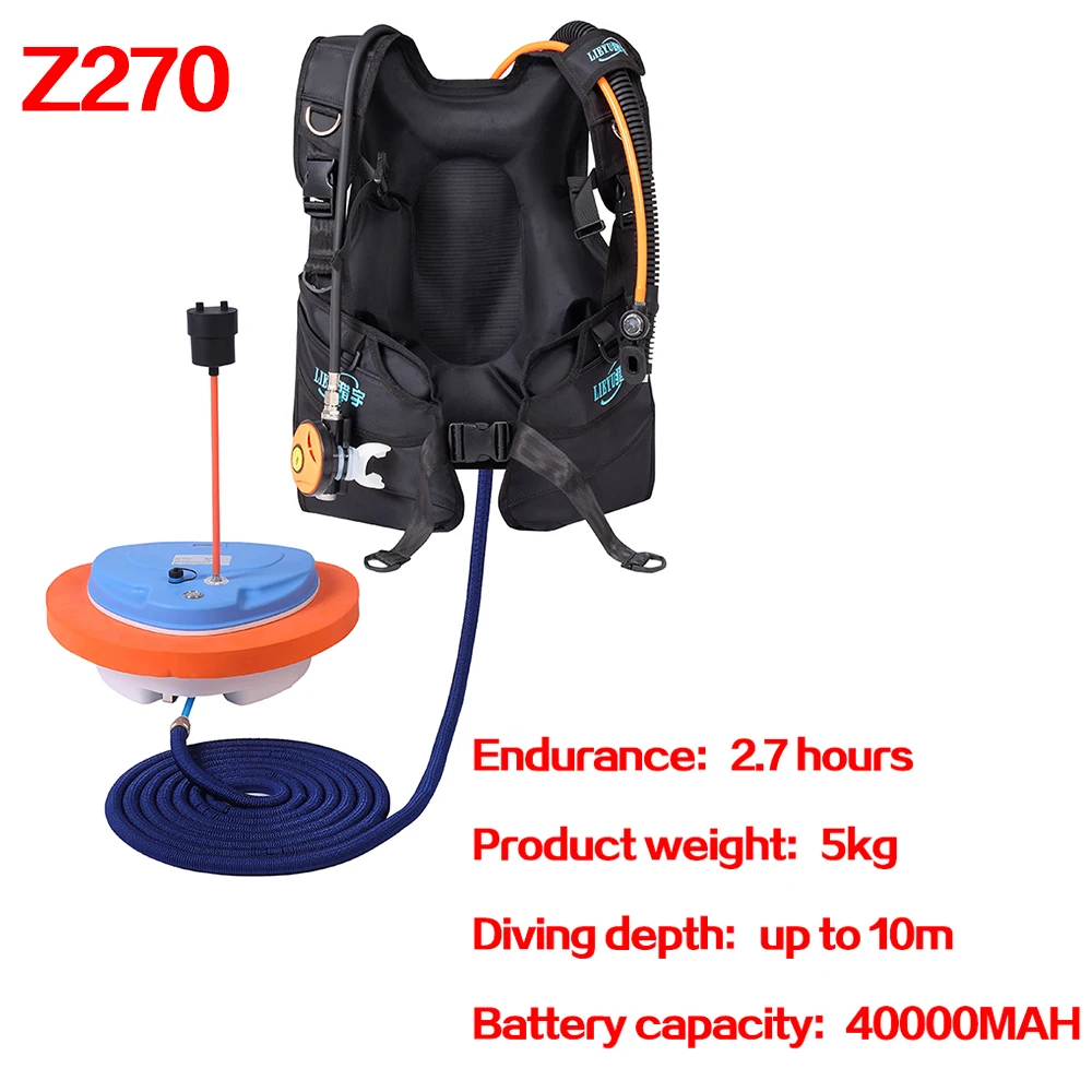 Scuba Diving Snorkel Equipment Mobile Ventilator Tankless Waterproof Portable Rechargeable To 10 Meters 2.7 Hours Underwater