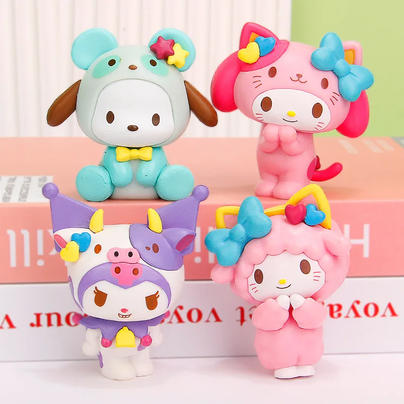 Kawaii Sanrio little sheep doll My melody cream glue handmade diy accessories Kuromi decorative model doll decoration gift