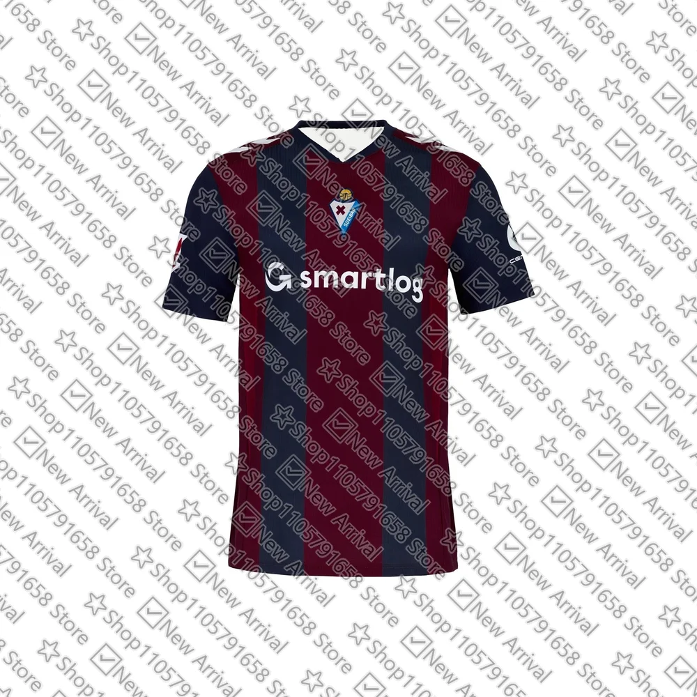 26-27 Schnelltrocknendes, atmungsaktives Sport-Freizeit-T-Shirt mit 3D-Druck für Herren, Familien-Partnerlook, SD Eibar Fußball Heim- und Auswärtstrikot, Fußballfan
