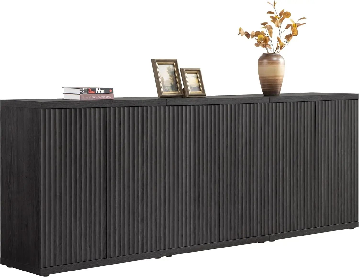 

Buffet Cabinet With Storage Accent Sideboard Modern Credenza With Doors & Shelves Fluted Media Console Mid Coffee Bar Table For