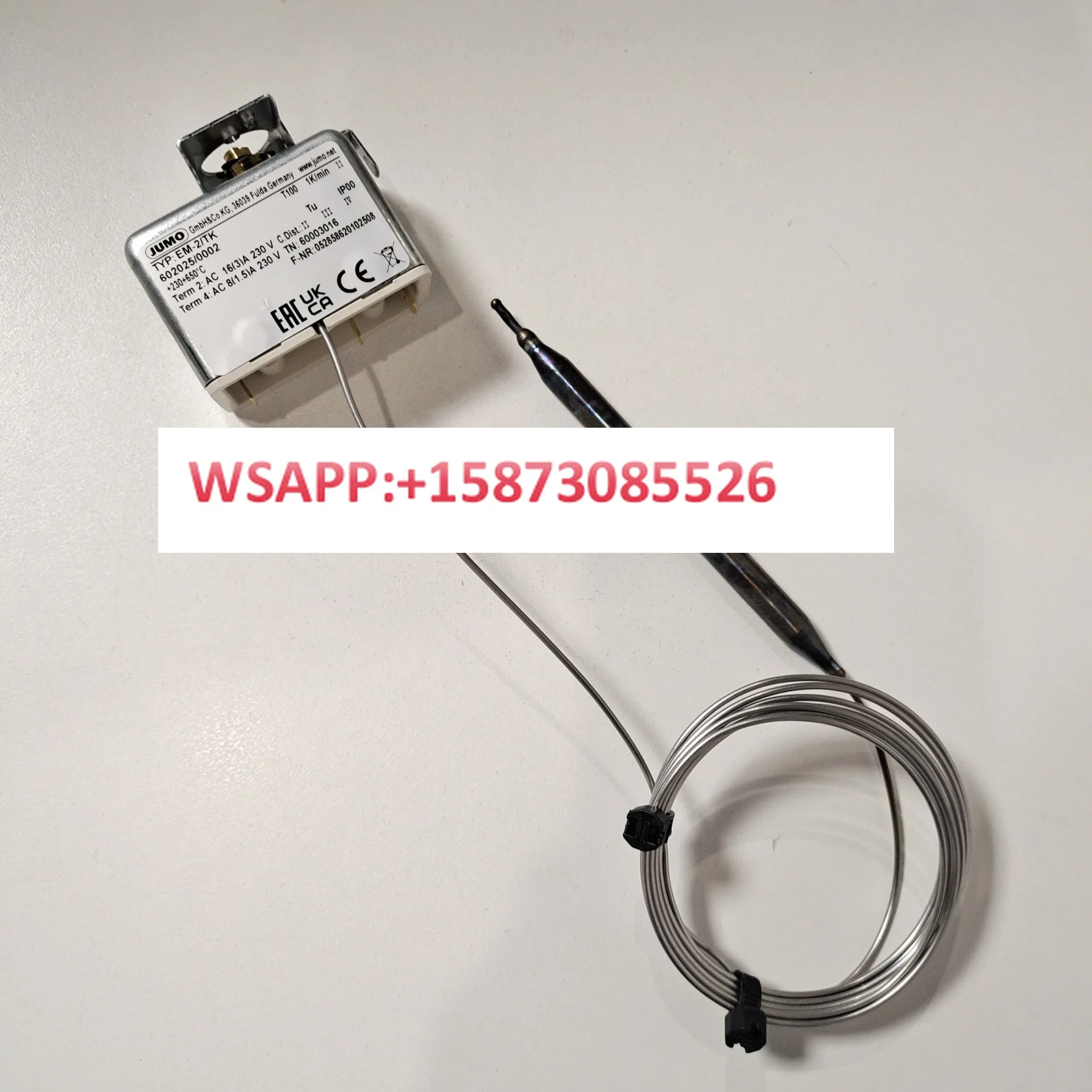 JUMO panel mounted temperature switch 230-650 degrees, pipe diameter 8MM, capillary length 2000MM