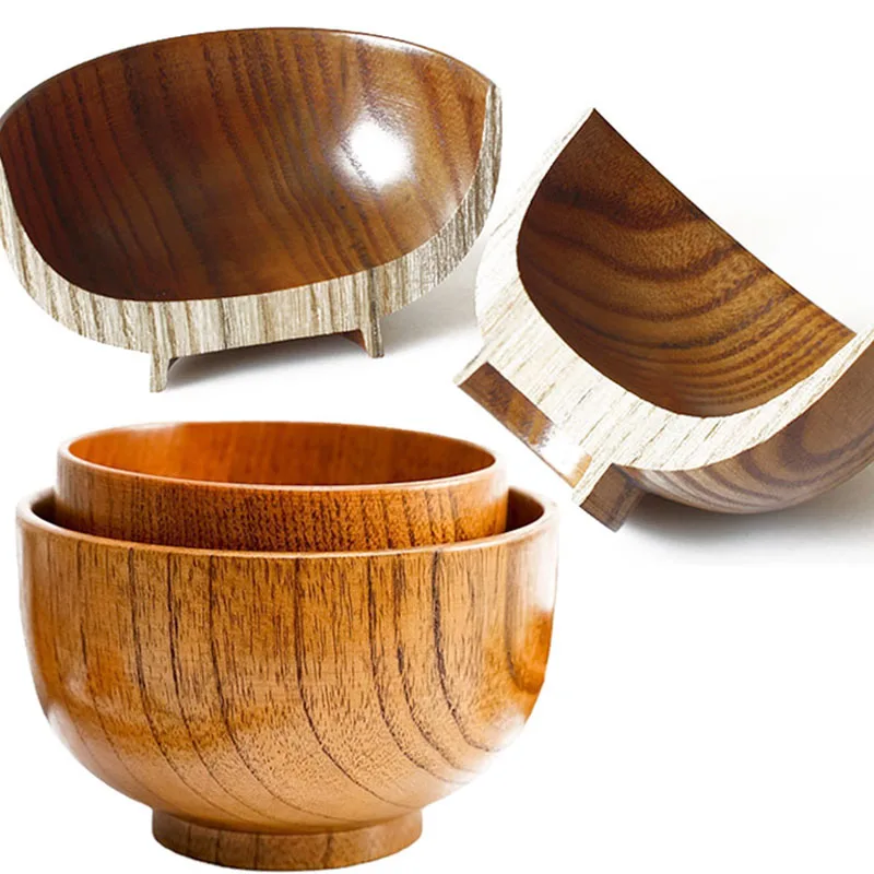 Japanese Sour Jujube Wood Bowl Baby Bowl Sour Jujube Wooden Bowl Salad Bowl Household Soup Bowl Noodle Bowl Household Tableware