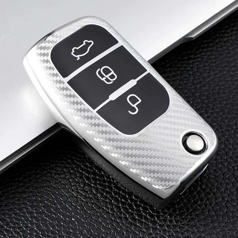 Carbon Fiber TPU Car Key Cover Case for Ford Focus 2 MK2 Fiesta Mondeo Galaxy Falcon Territory Ecosport Protector