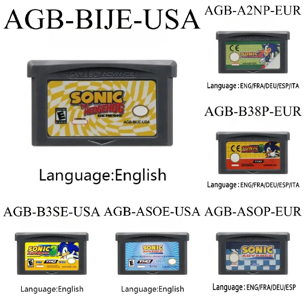 

Latest European and American Sonic 3GBA 32-bit electronic game card ink cartridge, suitable for boys' game cards, holiday gifts