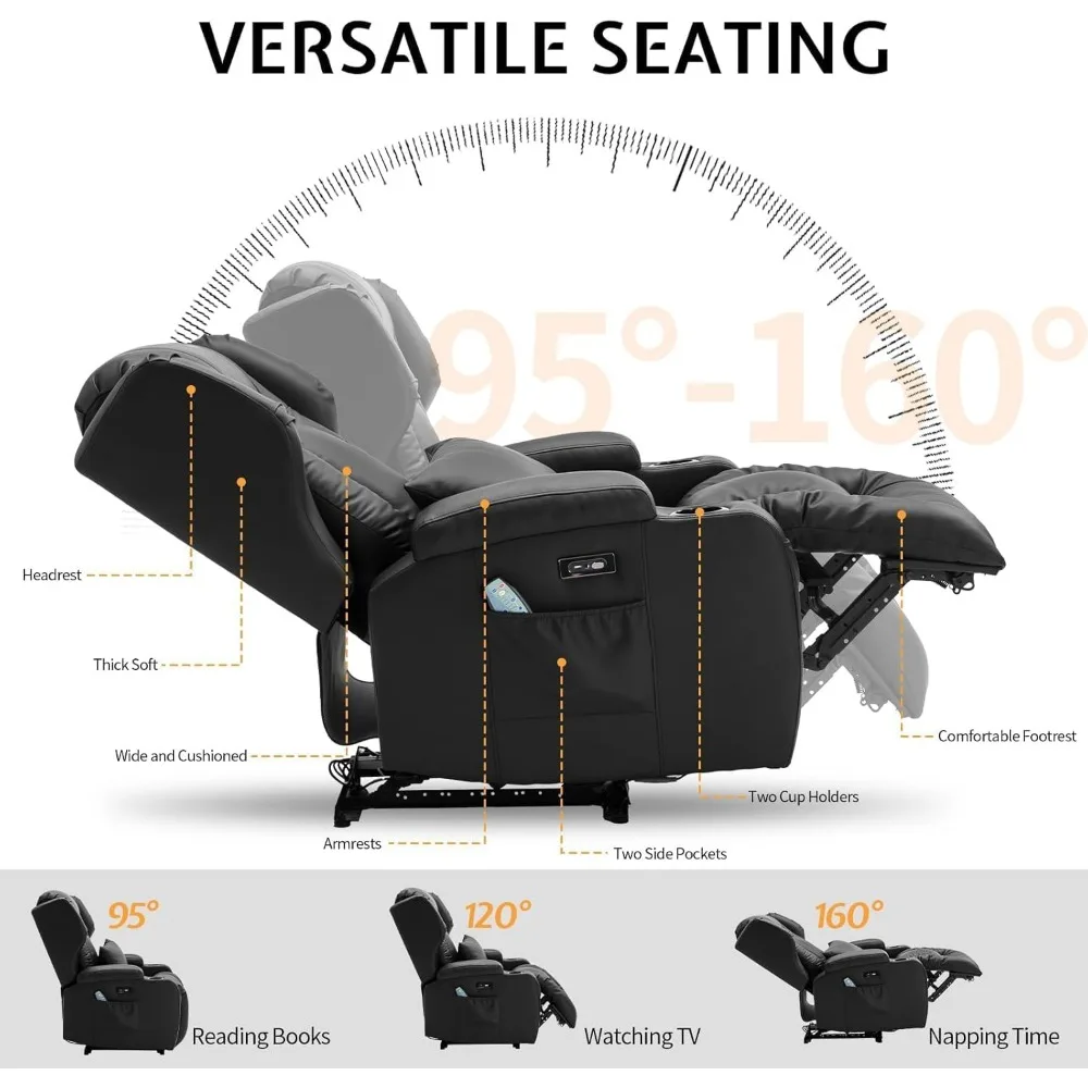 كرسي كرسي كهربائي مع تدليك وحرارة - كرسي أريكة مريح بظهر مجنح لغرفة المعيشة، جلوس المسرح المنزلي