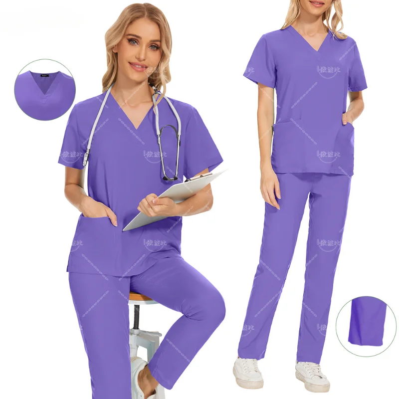 Hospital Nurse Uniforms Medical Scrubs Pet Clinic Nursing Work Wear Scrub Top Pant Unisex Doctor Suits Women Medical Accessories