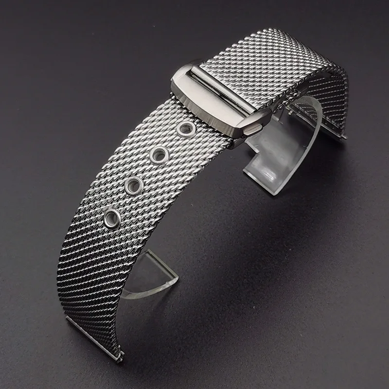 20mm 22mm solid Stainless Steel Mesh Milanese Watch strap for Omega Seamaster 007 Watchband Quality Metal steel  Folding buckle