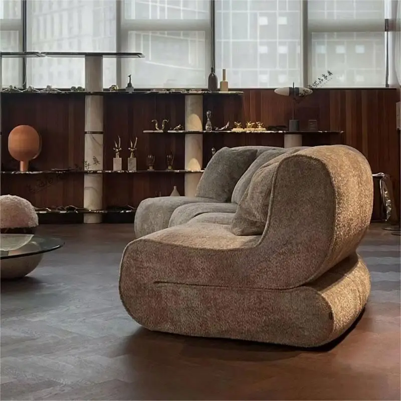 ue-2026 Modern Leisure Lazy Sofa Innovative Design High Density Foam Filled Two-Seater Living Room Durable Fabric Upholstery-