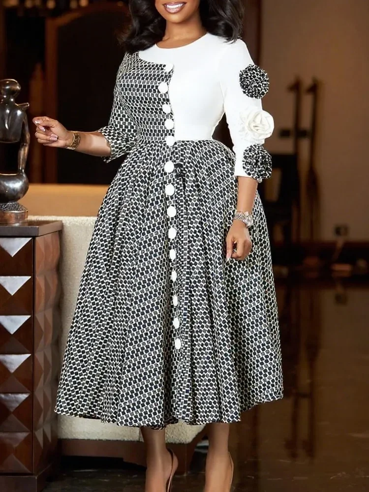 

African Dresses For Women Elegant Polyester Muslim Fashion Abayas Dashiki Robe Kaftan Long Maxi Dress Turkish Africa 2025 New