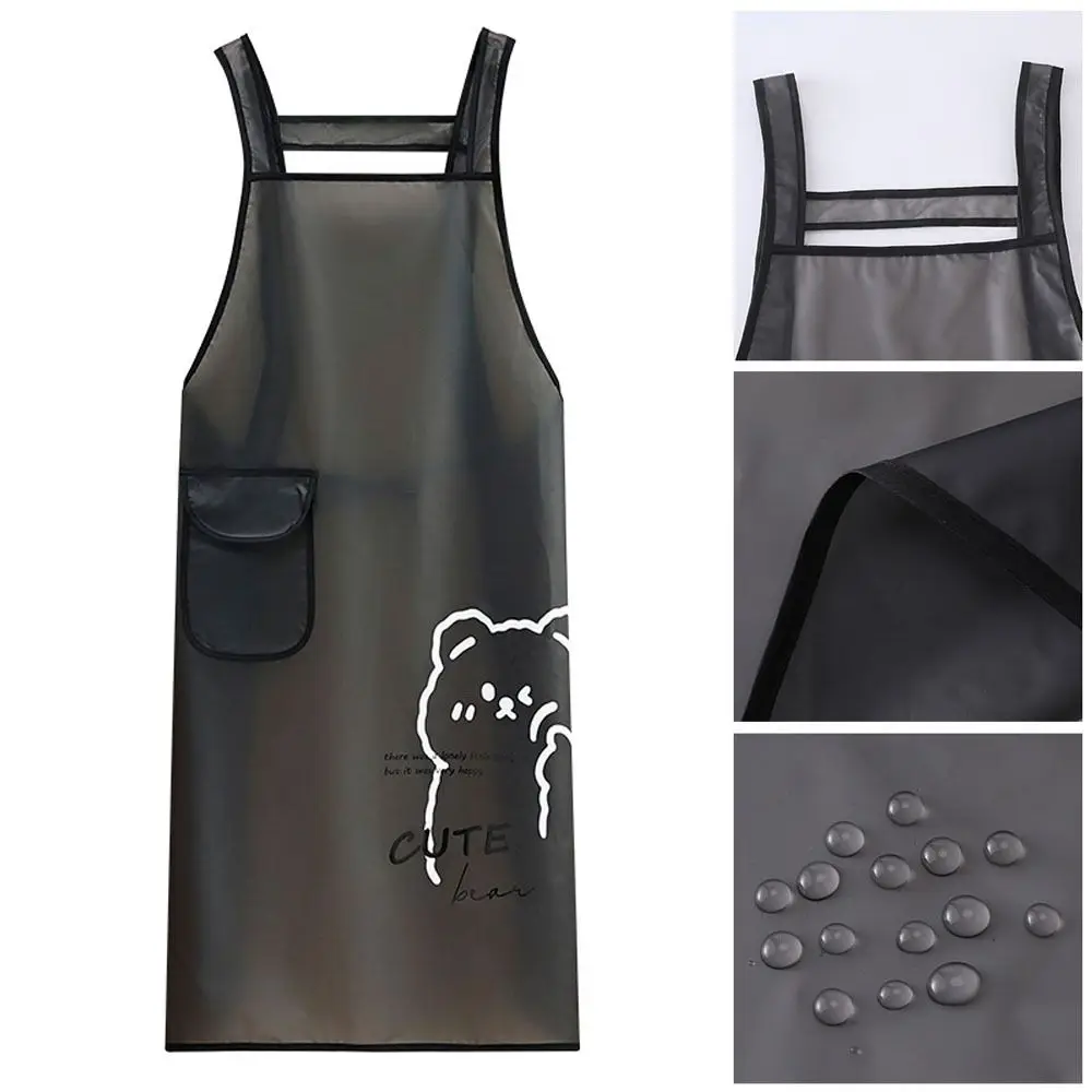 Cleaning Tools TPU Kitchen Apron Cute Cartoon Bears Waterproof Work Apron Dirt-Proof Oil Resistant Cleaning Aprons Household